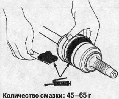 8. Набейте внутренний шарнир смазкой для…