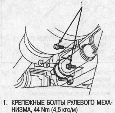 6. Вкрутите 10-мм крепежные болты рулевого…