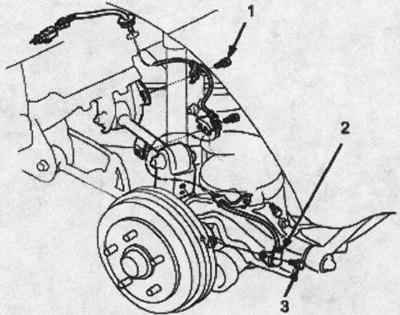 Сзади. 1. болт 6-мм, 9,8 Nm (1,0 кгс/м); 2.…