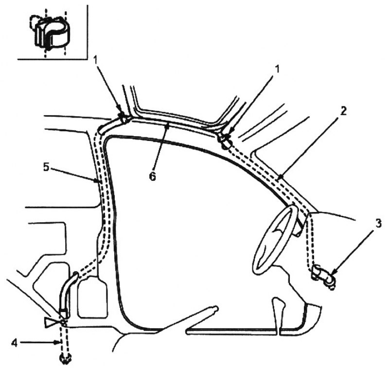 1. зажим; 2. передняя сливная труба; 3. передний…