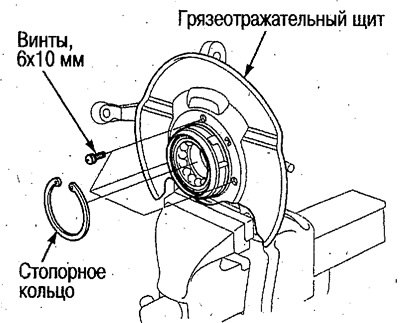 3. Снимите стопорное колесо и грязеотражательный…