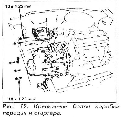 13. Открутите крепежные болты стартера и вытащите…