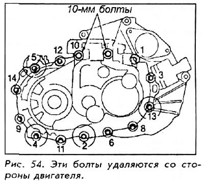 9. Открутите болты крепления коробки передач к…