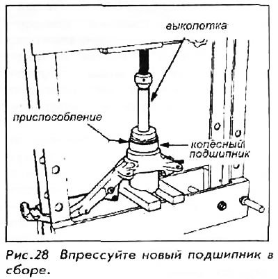19. Вдавить новый колесный подшипник в кулак,…