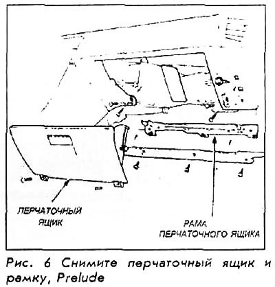 2. Снять перчаточный ящик и раму (снизу).