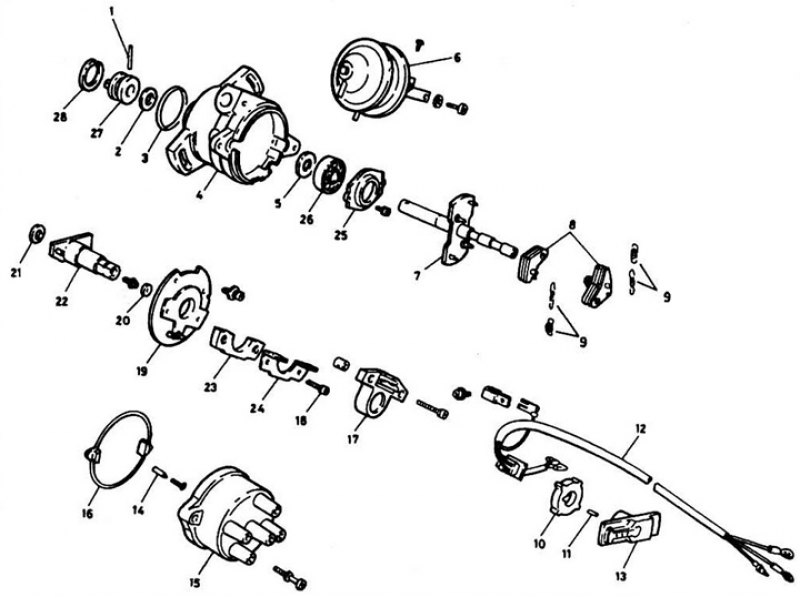 Рис. 5.2б Распределитель HITACHI: 1 - штифт; 2 -…