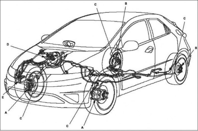 Тормоза хонда цивик 4д. Тормозная система Хонда Цивик 4д. Тормозная система Хонда Цивик 5д. Хонда Цивик 4д 2008 тормозная система схема. Схема тормозной системы Хонда Цивик 4д.