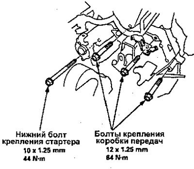 9. Снимите три верхних монтажных болта и нижний…