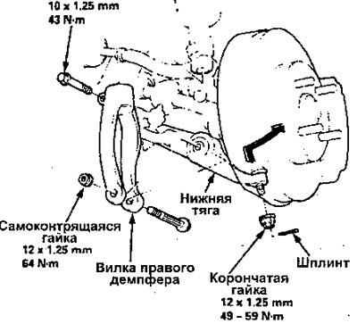 13. Снимите или правую вилку демпфера.