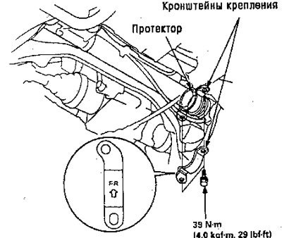 4. Установите кронштейны крепления двумя болтами…