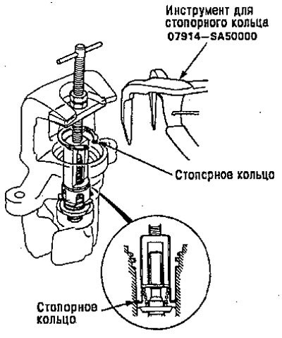 14. Снимите стопорное кольцо специальным…