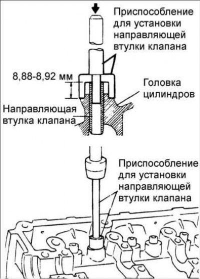 4. После запрессовки направляющих втулок клапанов…