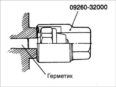 3. Специальным инструментом 09260–32000 затяните…