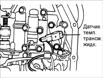 4. Снимите датчик температуры трансмиссионной…