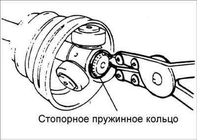 2. Специальными пассатижами снимите стопорное…