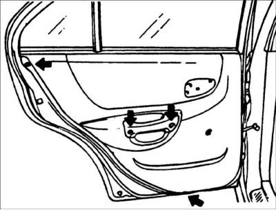 3. Выверните винты крепления обивки двери.