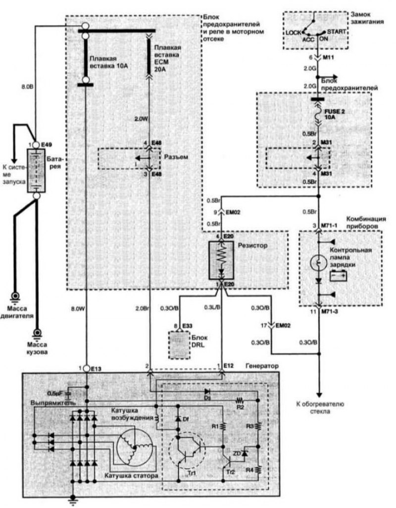 Хендай акцент схема электрооборудования