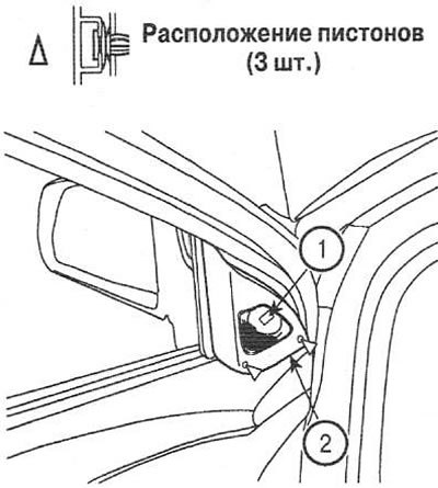 1. Извлеките пистоны, снимите облицовку (1) и…
