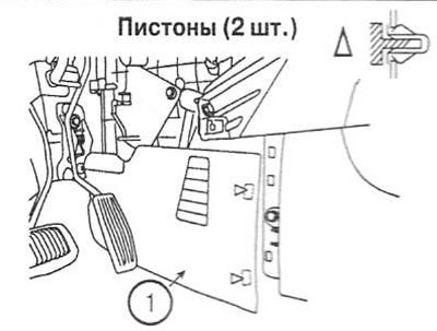 2. Извлеките пистоны и снимите левую облицовку…