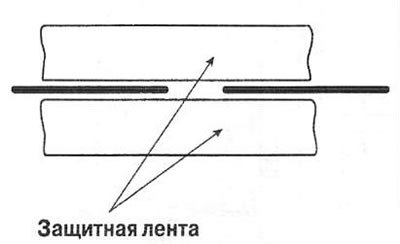 2. Наклейте защитную ленту вдоль поврежденного…