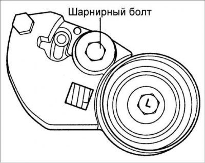4. Затяните шарнирный болт. Момент затяжки:…