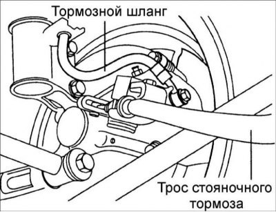 3. Отсоедините тормозной шланг.
