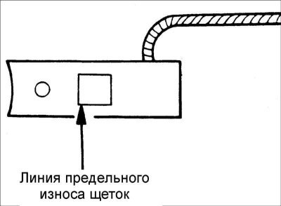 Если щетки изношены до предельной линии, замените…