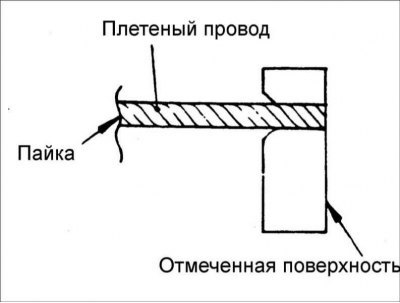 3. Припаяйте плетеный провод.