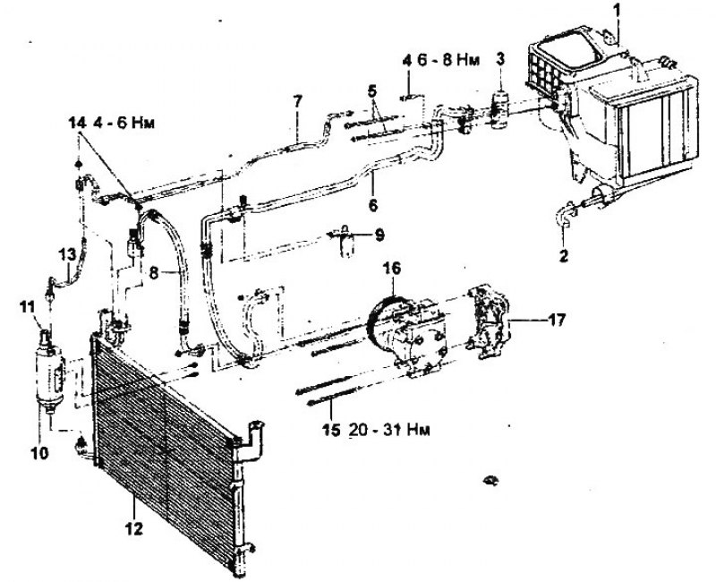 Схема системы кондиционирования хендай солярис