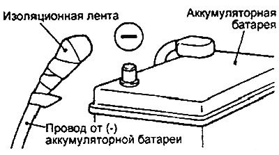 1. Отсоедините провод от отрицательной клеммы…
