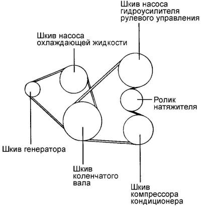 Рис. 2.9. Контур ремня привода навесных агрегатов
