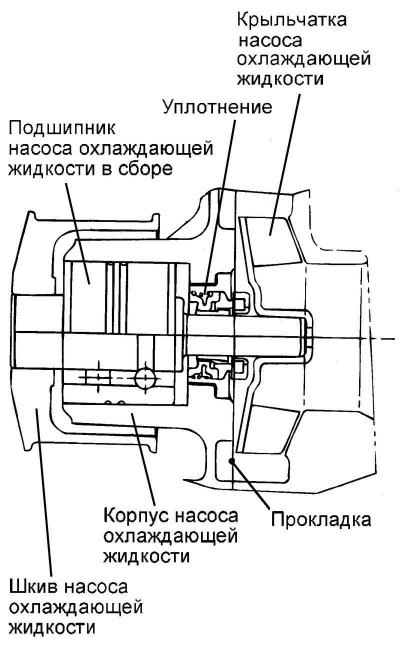 Рис. 2.296. Схема насоса охлаждающей жидкости