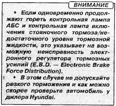 Контрольная лампа неисправности АБС…