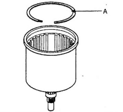 22. Снять стопорное кольцо (А).
