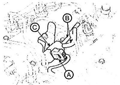 4. Отверните крепежный болт и снимите клапан (С).