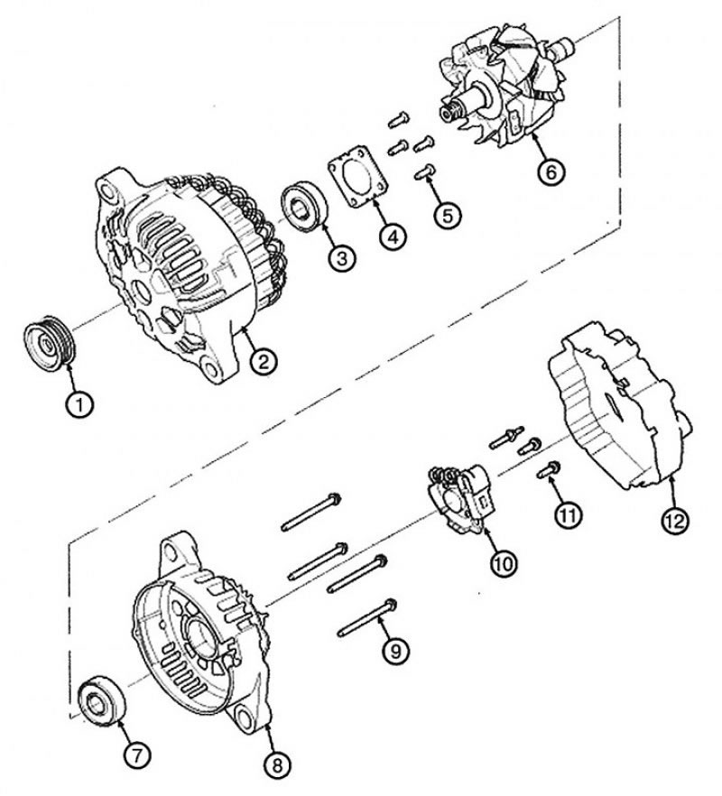 1. Шкив; 2. Передний корпус; 3. Передний…