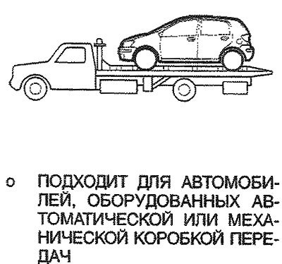 Если автомобиль буксируется с задними колесами на…