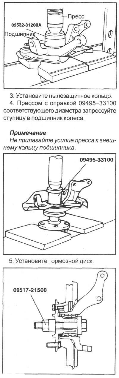 Подшипник в левой и правой ступицах передних…