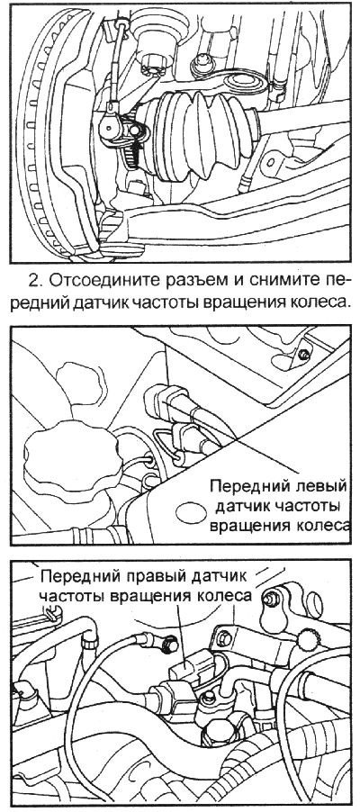 1. Выверните болт крепления переднего датчика…