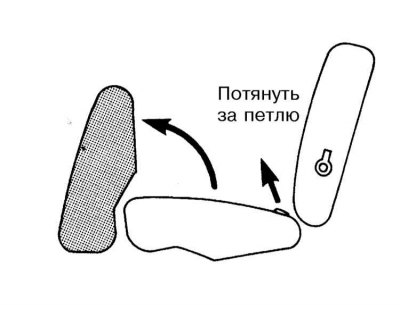 3. Потянув за матерчатую петлю, откиньте подушку…