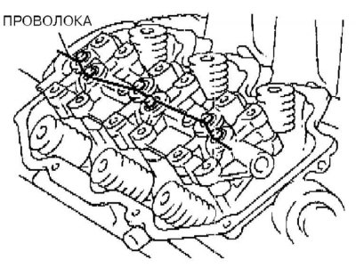 1. Снимите сборку оси коромысел.