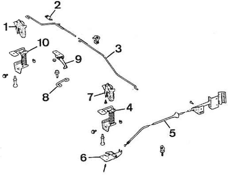 Детали замка капота (Джип Чероки 2, 1984-1991) [Кузов и салон → Двери ...