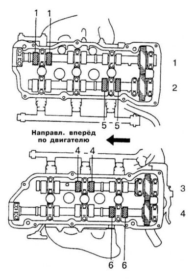 3 - Впускные клапаны левого ряда цилиндров
