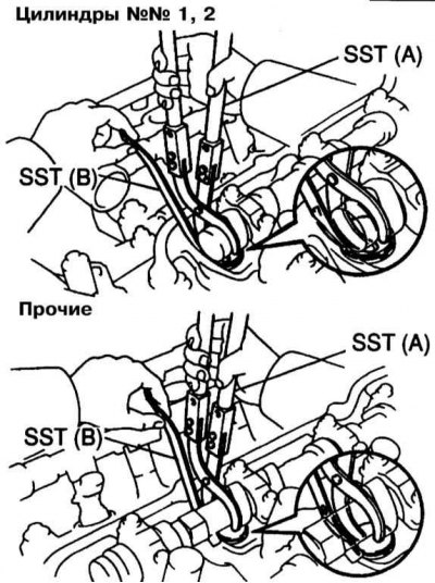 15. Разверните толкатель клапана риской в сторону свечи зажигания (перпендикулярно…