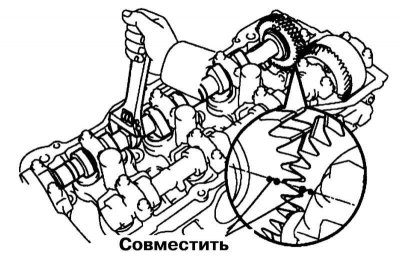 Совместите установочные метки (по две точки; на…