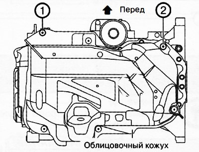 7. Поместить облицовочный кожух масляного поддона…