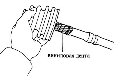 3. Надеть манжету внешнего шарнира с хомутами,…
