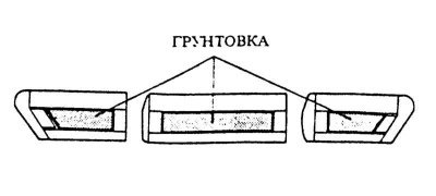 1. Загрунтовать молдинг в обозначенных местах.