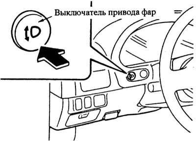 1. Выдвинуть фары, для этого привести в действие…