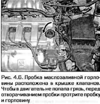 6. Отверните пробку маслозаливной горловины на…